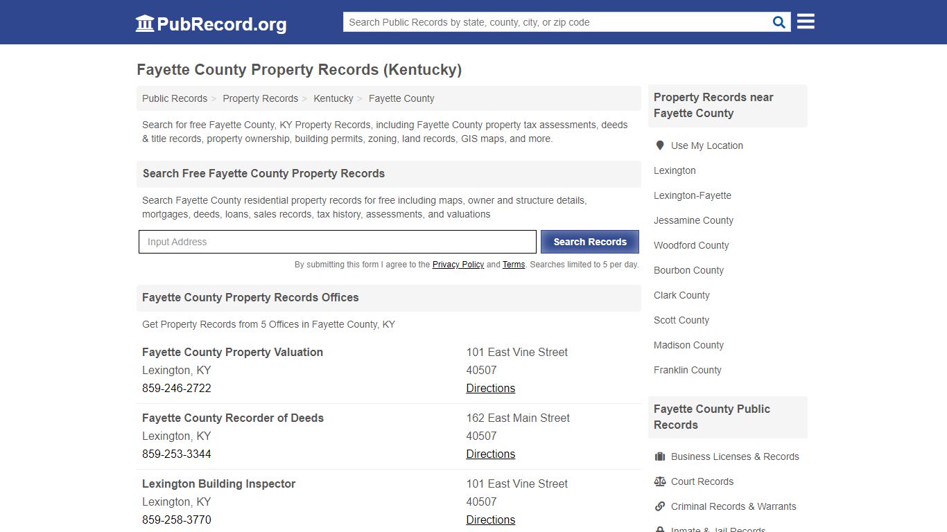 Fayette County Property Records (Kentucky) - Public Record